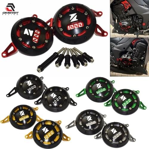 QMSTART Racing Engine Case Stator Clutch Cover Guards Crash Sliders Protector For Kawasaki Z1000 Ninja 1000 Z1000SX 2010-2021
