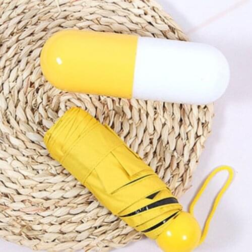 Folding Capsule Umbrella Sun Umbrellas Very Small Mini Five-folding Umbrella Black Coating Umbrella Pocket Sun Parasol