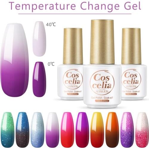 Thermal Gel Polish COSCELIA Temperature Color Change Glitter Gel Soak Off UV Gel Polish Nails Varnish Nail Art All For Manicure