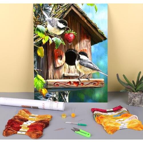 Animal Bird Printed Fabric 11CT Cross-Stitch DIY Embroidery Patterns DMC Threads Painting Handmade Craft Sewing Wholesale