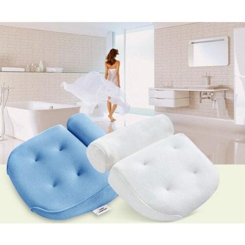 Bathtub Massage Pillow Bathtub Cushion Powerful 4 Suction Cup Pillows For Bathroom Bathtub Pillows 3D Polyester Fiber Mesh