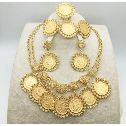 High quality Italian gold colored jewelry set for womens African beaded jewelry jewelry fashion bangles and rings