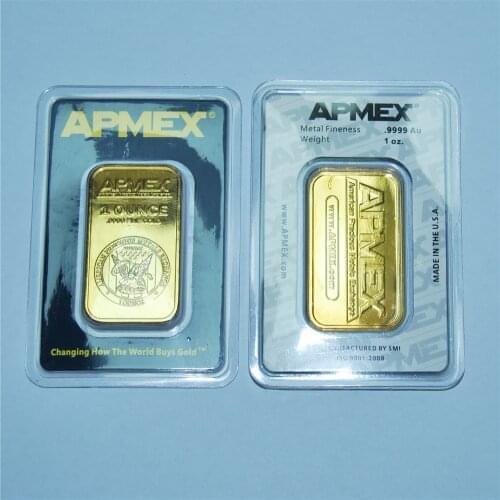 High Quality Gold Plated Apmex Gold Bullion 1 oz APMEX Gold Bar Non-Magnetic Plated 24k Gold Business Gift Collection