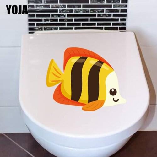 YOJA 23.6*17.1CM Marine Creature Mottled Fish Toilet Decal Wall Sticker Children Room Home Decor T3-0843