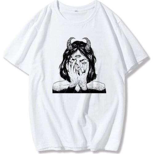 THE ANGELS PROTECT ME THE DEMONS RESPECT ME Printed Womens T-shirt Summer Womens Top Harajuku Graphic T-shirt