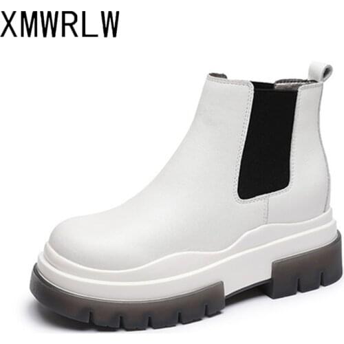 XMWRLW Womens Ankle Boots Split Leather Hidden Heel Women Autumn Shoes Thick Sole Ladies Boots Autumn Woman Ankle Boot Size 32