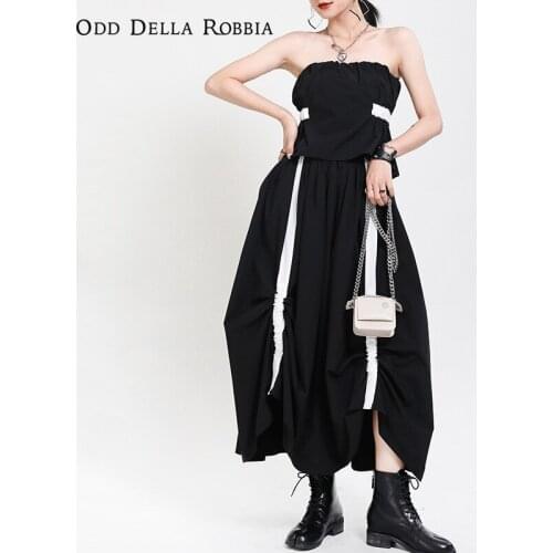 OddDellaRobbia 2021 New Womens Fashion Collocation Tube Top Puff Sleeve Skirt French Waist Strap Dress Four-Piece Suit 1478