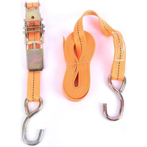 1set Heavy Duty Tie Down Cargo Strap Luggage Lashing Strong Ratchet Strap Belt Orange