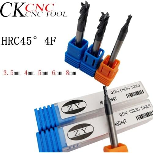 1pcs 3.5mm 4mm 5mm 6mm 8mm 45 degree coating tungsten steel flat end milling cutter alloy milling cutter 4 blade milling