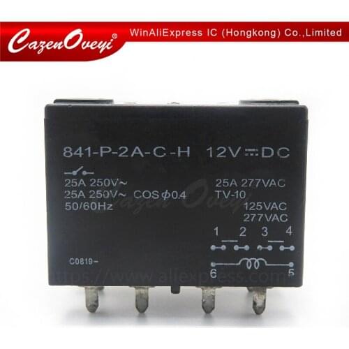 1pcs/lot 841-P-2A-C-H 12VDC Relay 25A 6-PIN In Stock