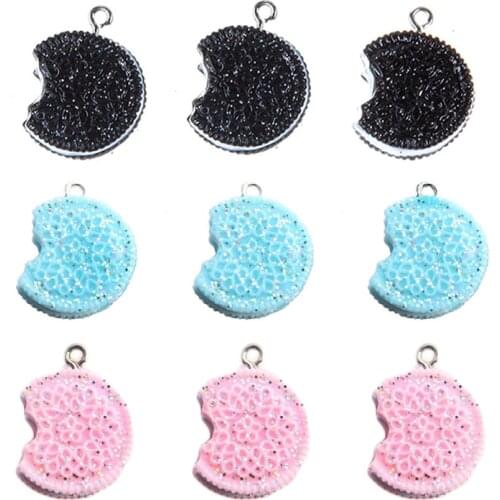 10pcs 3D Simulation Cookies Resin Earring Charms Diy Pendants For Jewelry Making Car Keychain Necklace Handmade Accessory F168