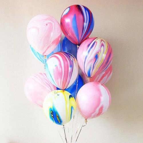 15pcs/set 10pcs 10 Inch Agate Color Stripe Latex Balloon + 5pcs 12 Inch Paper Balloon Birthday Party Engagement Wedding Decor