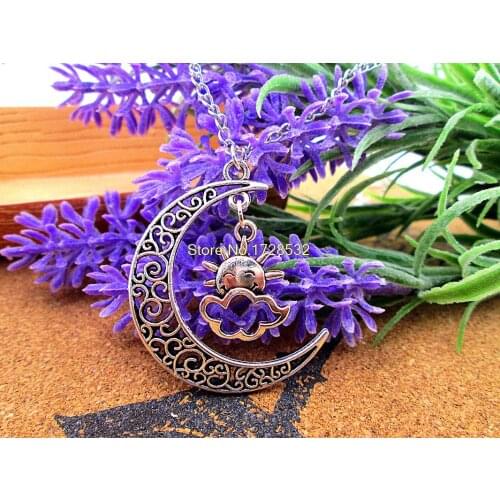 12pcs/lot Women Fashion Harajuku necklace, Crescent Moon necklace with sun and cloud charms