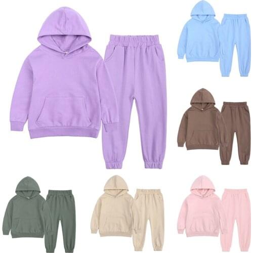 2 Pieces/set Autumn Childrens Clothing Kids Girl Boys Casual Casual Hoodies Set Long Sleeve Top Trousers Sports Suite Ropa Bebe