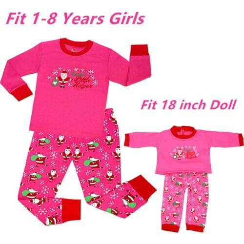 2021 Baby Girls Christmas Pyjamas Sets Kids Reindeer Matching Girls&18 inches Doll Pajama Sets Pyjamas Kids Xmas Pijamas Kids