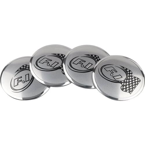 4pcs 56mm Car Styling aluminum F1 RACING LOGO Car steering wheel center sticker Tire dust-proof hub decal For Audi BMW Honda