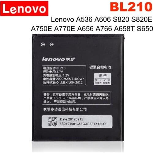 LENOVO BL 210 2000mAh BL210 Battery For Lenovo A536 A606 S820 S820E A750E A770E A656 A766 A658T S650 Phone Replace battery