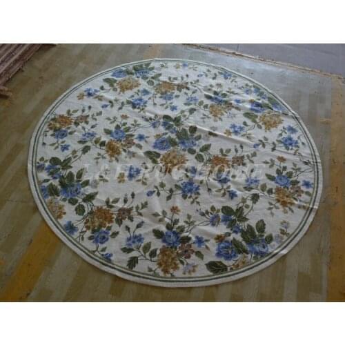 Free shipping 8'X8' Round Handmade Floral Roses Wool Needlepoint Area Rug New Store Openning