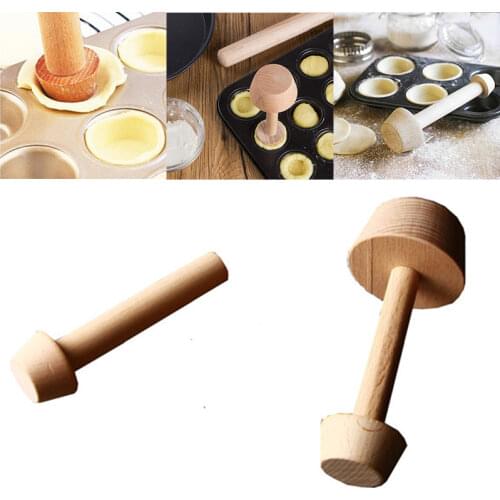1Pcs Wooden Egg Tart Mould Double Head Portable Pastry Pusher DIY Baking Shaping Mold Supplies Egg Tart Tamper Kitchen Tools