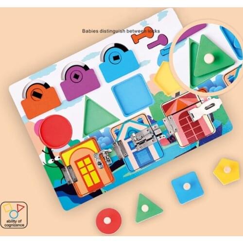 Childrens Brain Game Kinderganten Lovely Locks&Latches Activity Board H055