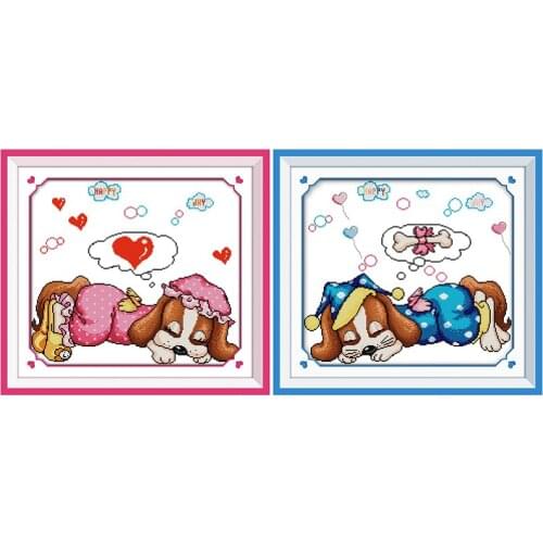 Everlasting Love Ecological Cotton Cross Stitch Pink dream&Blue Dream 11CT 14CT Clear Stamped Printed Product Sales Promotion