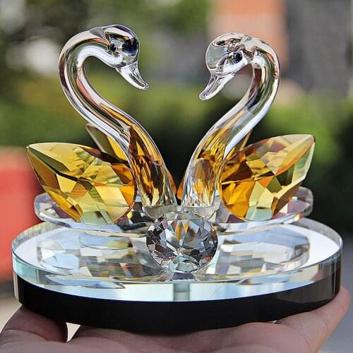 Crystal Swan Decoration Wedding Anniversary Decor Paperweight Figurine Lovers Gift Crafts Christmas Home Decor