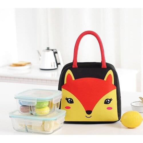 Cartoon Fox Insulated Lunch Bag For Kids Picnic Camping Waterproof Portable Thermal Cooler Food Storage Bag