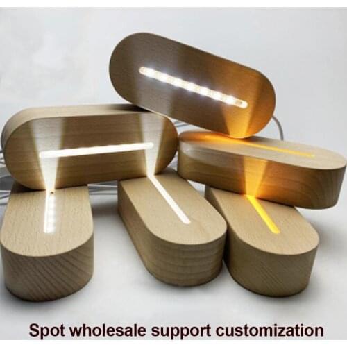 Led Oval Decoration Custom 3D Night Light Emitting Beech Based Acrylic DIY Dry Battery