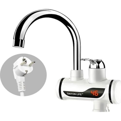 Instant Electric Water Heater Temperature Display Cold Water Heating Kitchen Hot 3000W Water Heater with LED EU Plug