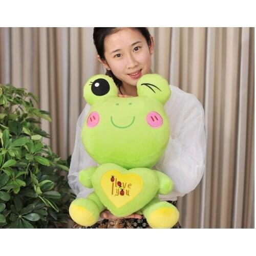 Middle lovely plush green cartoon frogs toy soft cute frog doll with heart about 60cm 0042