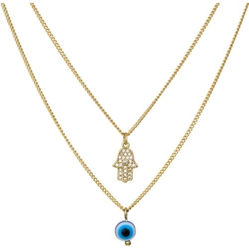 Jaeeyin 2020 Luck Turkey Evil Eye Pendant Hand Necklace