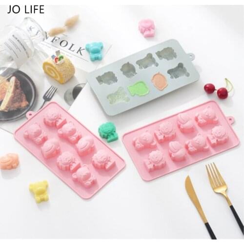JO LIFE Cartoon Animals Cake Decoration Tool Chocolate Mold Lion Bear Hippo Cake Mold Jelly Candy Biscuit Molds