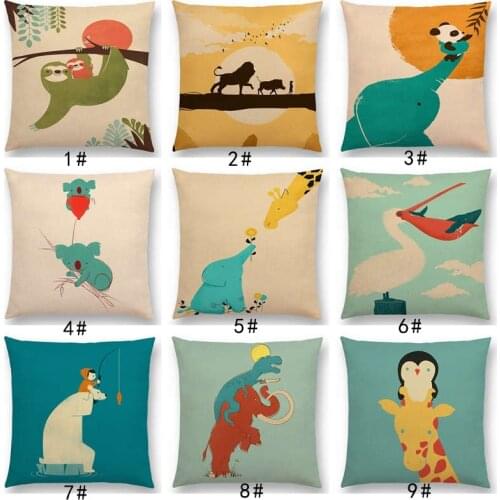 Latest Cartoon Animals Elephant Lion Tiger Sloth Penguin Shark Dog Whale Troll Bird Cushion Cover Car Sofa Throw Pillow Case