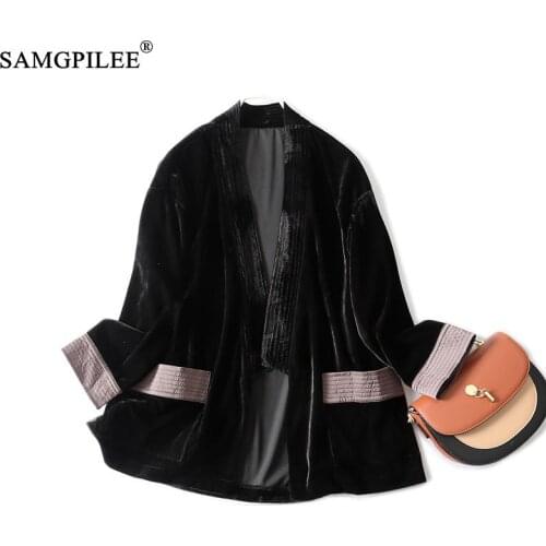2021 Spring And Autumn New Short Coat No Button Cardigan Raglan Sleeves High-end Gold Velvet Retro Slim women Jackets Plus Size