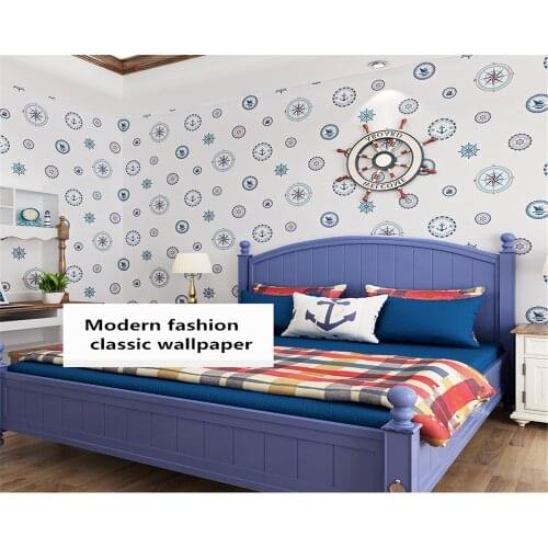 Beibehang Mediterranean thicken environmentally friendly nonwoven childrens room wallpaper boy bedroom wall paper papier peint