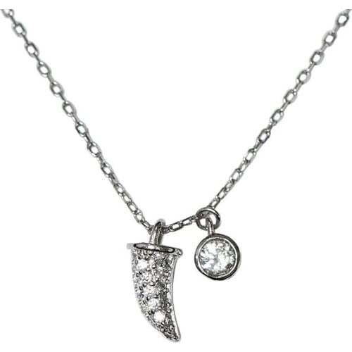 S925 Sterling Silver Necklace for Women Horn Necklace Sweet and Cute Creative Fresh Diamond Chain for Wedding Jewelry Collares