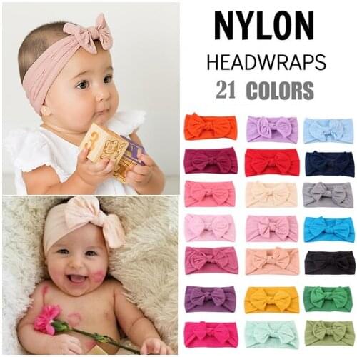 21 Colors Nylon Headband For Baby Girls Boys Soft Bow Knot Turban Hair Bands Baby Hair Accessories For Children Headwear TXTB1
