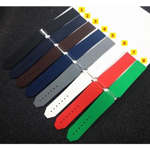 Top quality soft Nature rubber silicone strap Men watchband watch band for Hublot strap for Big bang belt 25*19mm hub logo on