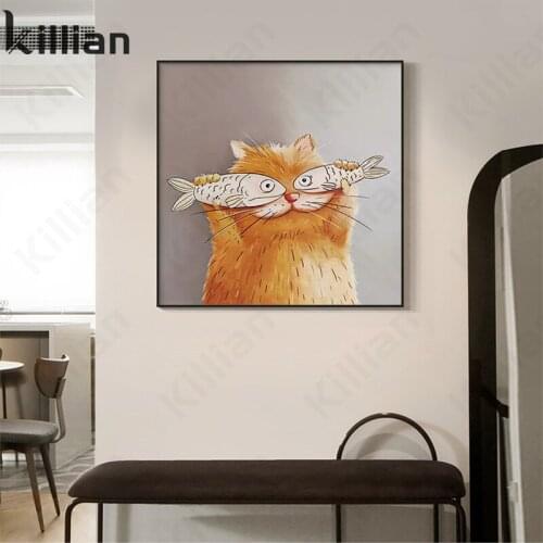 Cartoon Creative Cute Cat Modern Art Posters and Prints Living Room Mural Children Bedroom Nursery Canvas Painting Home Decor