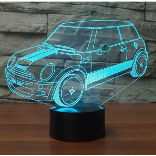 Car Shape LED 3d Night Light Novelty Visual USB Desk Table Lamp 7 Colors Changing Gift for Children