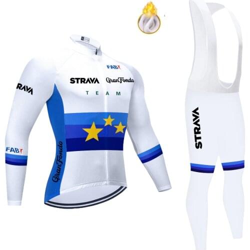 Cycling Jersey Team WINTER STRAVA Clothing MTB 20D Pad Bike Pants Set Men Pro Ropa Ciclismo Thermal Fleece BiCycling Wear 2021