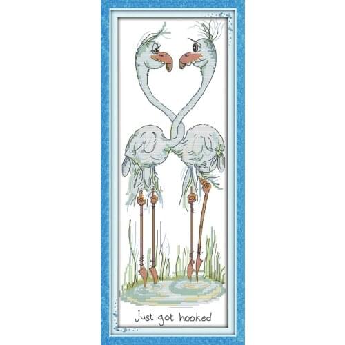 Everlasting Love Flamingo Chinese Cross Stitch Kits Ecological Cotton Stamped Printed 14 11CT DIY New Year Decorations For Home