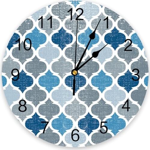 Vintage Geometric Blue Morocco Retro 3D Wall Clock Modern Design Living Room Decoration Kitchen Clock Art Wall Watch Home Decor
