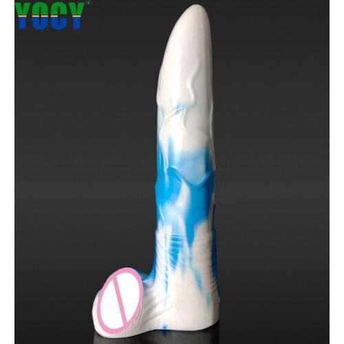 YOCY Realistic Silicone Animal Dildo Huge Deer Fake Penis Massager Anal Butt Plug Fantasydildo Blue White Sex Toys For Women