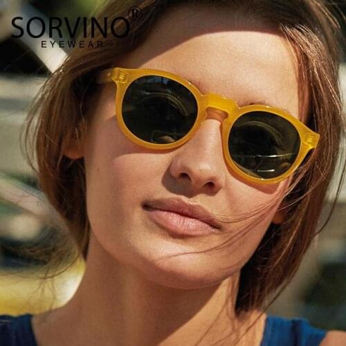 SORVINO Retro Round Cat Eye Sunglasses Women Luxury Brand 90s Designer Orange Pink Mirror Circle Cateye Sun Glasses Shades SP326
