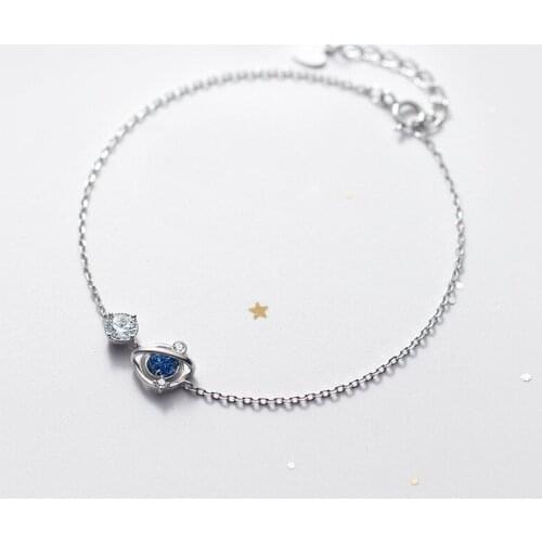 925 Sterling Silver Zircon Planet Charm Bracelet&Bangle For Women Elegant Party Jewelry Pulseras sl011