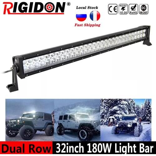 RIGIDON 32inch/180W 3D Double Row Flood Spot Combo Beam Led Light Bar for Offroad Jeep Truck 4WD SUV ATV Led Car Light Fog Light