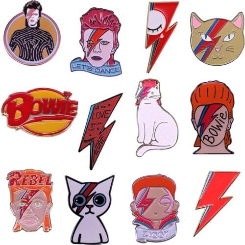 Ziggy Stardust Pin Artist Cat Lightning Badge Perfect Gift for David Bowie Fans