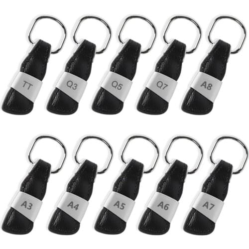 1pcs Leather Car Keychain Key Ring For AUDI A3 A4 A5 A6 A7 A8 Q3 Q5 Q7 TT Emblems Badge Logo Decoration Accessories Styling