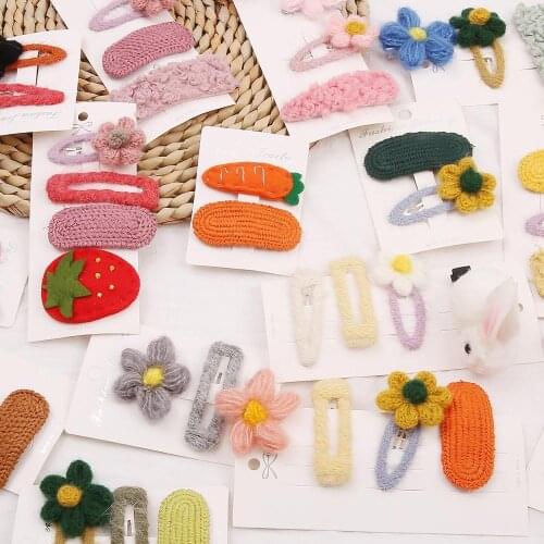 New Fashion 1Pc Candy-colored Knitting Lamb Wool Headdress Girl Side Clip Hairpin Accessories Barrettes
